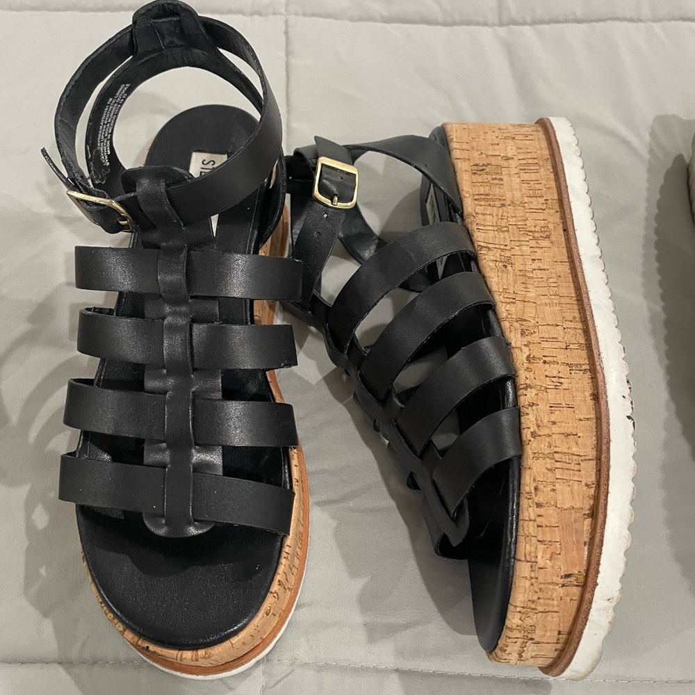Steve Madden Black Gladiator Platform Sandals